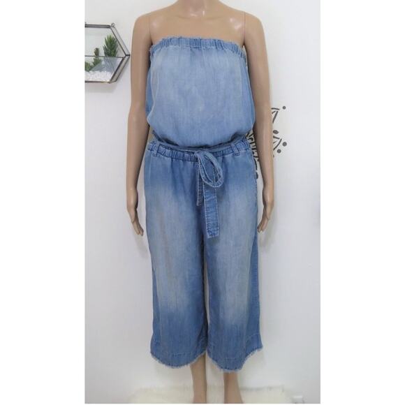 Chelsea & violet Chambray‎ Strapless Soft Denim Jumpsuit Size Small - Picture 2 of 11